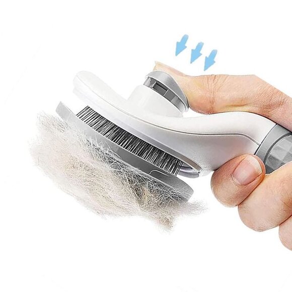 Pink Pet Grooming Brush Push-Button Self-Cleaning Deshedding Tool Dogs Cats - Picture 4 of 4